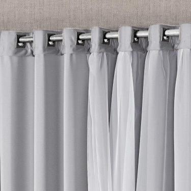 Imagem de Cortina E Voal 3,00 X 2,50 Metros Cinza