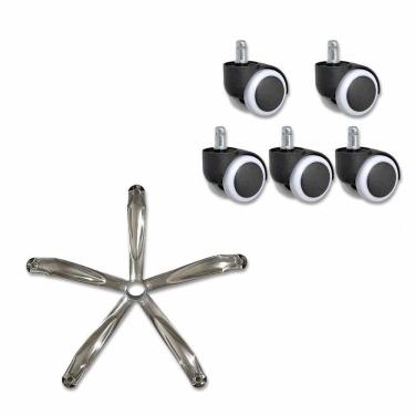 Imagem de Conjunto Rodinha e Base Estrela Cadeira de Escritorio Giratoria Trabalho Estudos Quarto Resistente Reparo Peça Conserto