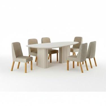 Imagem de Conjunto Sala de Jantar Ísis 2,00m com 6 Cadeiras Tampo Orgânico Off W