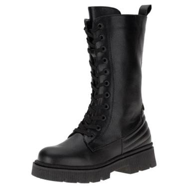 Imagem de Bota Mooncity Coturno Cano Alto Tratorada Fechamento Em Ziper Super Co