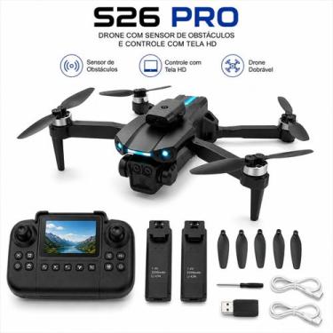 Imagem de Drone S26 Pro Câmera HD Controle Com Tela Bateria Extra Recarregavel F