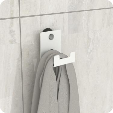 Imagem de Gancho de Parede Ventosa Toalha Cabide Banheiro Branco ELG