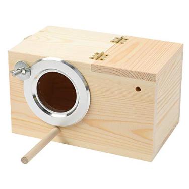 Imagem de YJKJ – Caixa para ninho de madeira de pinheiro para pássarosYJJKJ S amarelo