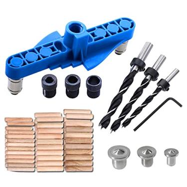 Imagem de Tingpai Dowel Jig com Center Scriber 71 Pcs Handheld Dowel Jig Kit Loc zador de punção ajustável com pinos de madei