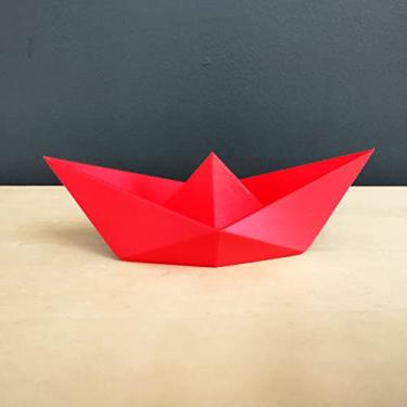 Imagem de Estatueta Barquinho Origami P - 13,5cm comp. - Toque 3D Cor:Vermelho