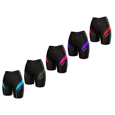 Imagem de Short feminino Triathlon da Zimco Core, shorts triplos, feminino, 17,78 cm, triatlon, treino, natação, ciclismo, corrida, Black/Red, X-Large