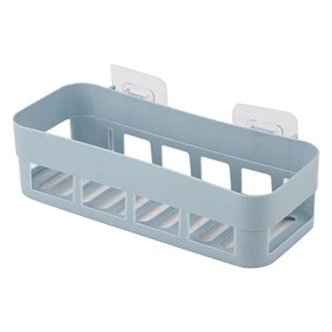 Imagem de Organizador de armazenamento ecológico, prateleira de banheiro durável, rack de armazenamento para cozinha, sala de estar, parede de azulejos, parede de vidro (azul)