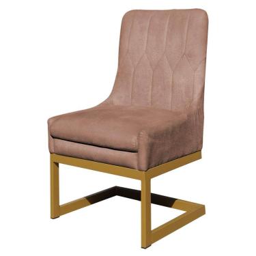 Imagem de Cadeira Poltrona Estofada para Sala de Jantar Valentina Veludo Base Dourada - Estopar