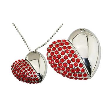 Imagem de Pen Drive USB em forma de coração de 128 GB, unidades USB pen drives USB 2.0 disco pen drive pen drive armazenamento de data disco zip drive pen drive USB drive (vermelho)