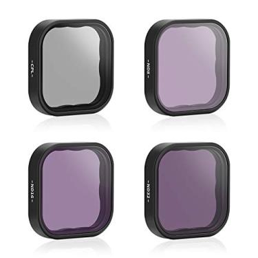 Imagem de AFAITH Pacote com 4 filtros de lente ND CPL para GoPro Hero 12/11/10/9 preto, pacote com 4 (CPL ND8 ND16 ND32) kit de protetor de lente de câmera, filtro de densidade neutra para GoPro Hero 12/11/10/9