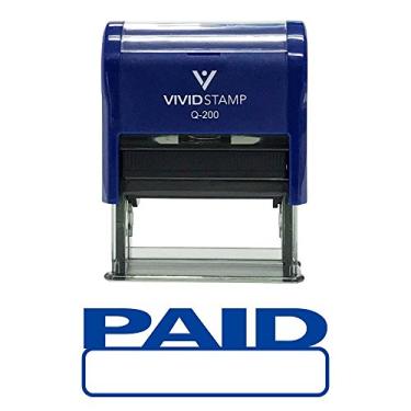 Imagem de Carimbo de borracha de autotinta básico pago, Azul, 9/16" x 1-1/2" - Medium