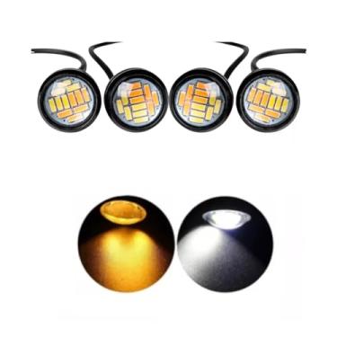 Imagem de Strobo Led olho de gato com Controle de Efeitos 4 Peças para Carro Moto ATV UTV RV Reboque 4x4 (Branco e Amarelo)