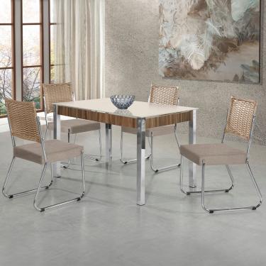 Imagem de Mesa de Jantar Aço Nobre Cláudia com Tampo Kanon e 4 Cadeiras 