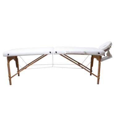 Imagem de Maca Dobrável Madeira 350kg Estética Massagem Portátil Cor Branca - Gold - Modelo Extra Top 1,90x80cm