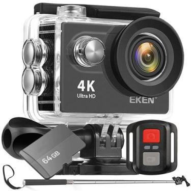 Imagem de Kit Câmera Filmadora Eken H9R 4K Wi-Fi + 64GB + bastão Monopod Estabil