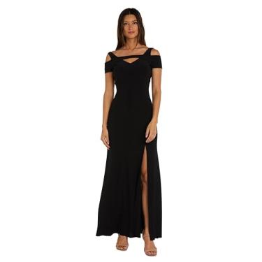 Imagem de Nightway Vestido de noite feminino com fenda e ombros recortados, Preto, 50