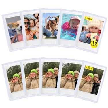 Imagem de CAIYOULE Mini porta-retratos com bolso magnético de 7,6 cm, pacote com 10 ímãs polaroides para geladeira, porta-retratos tamanho carteira pequena, 2,5 x 8,5, branco