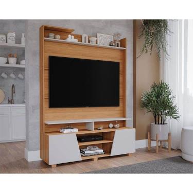 Imagem de Painel Home p/ TV até 55 Pol Master c/ 2 Prateleiras e Pés 135x183cm Nature/Off White - Permóbili