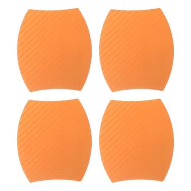 Imagem de Partuto 4 peças 79 x 89 mm adesivo protetor de copo de porta de carro universal 3D - filme protetor de maçaneta de porta de carro anti-arranhões - laranja