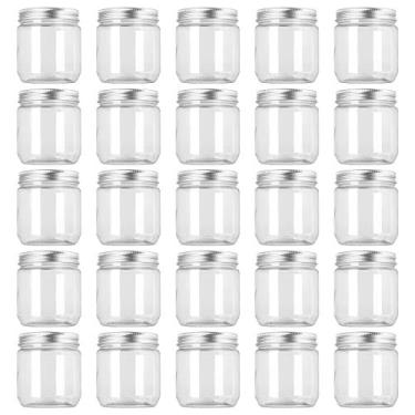 Imagem de Potes de plástico transparentes de 237 ml com tampas parafusadas, recipientes redondos vazios para armazenamento de geleca para cozinha e uso doméstico – livre de BPA