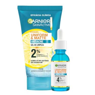 Imagem de Kit Garnier Uniform & Matte Antiacne: Gel de Limpeza Facial, 150g + Sérum Facial, 15ml