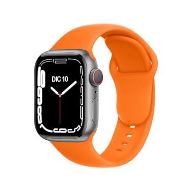 Imagem de ELETTRONEO Pulseira esportiva SBC1B para Apple Watch Ultra 2 de 49 mm, série 10 de 46 mm, 9 8 7 45 mm e 41 mm, SE 6 5 4 44 mm e 40 mm, 3 2 1 42 mm 38 mm iWatch, pulseira de silicone, laranja