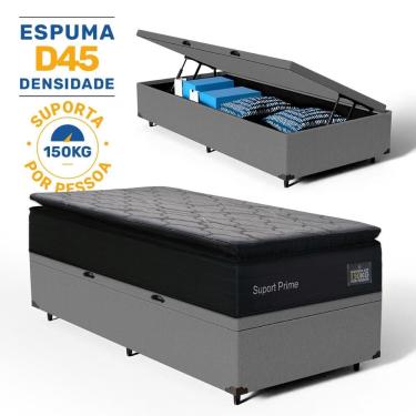Imagem de Cama Box Baú com Colchão de Espuma D45 Pillow Top Suport Prime Solteiro 88cm