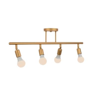 Imagem de Lustre Luminária de Teto Trilho com 4 Spots Articulada Acabamento Dourado Estilo Moderno
