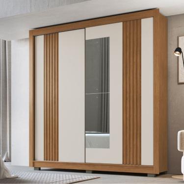 Imagem de Guarda Roupa Casal Ripado com Espelho 2 Portas de Correr com Pés Tokyo Faimec