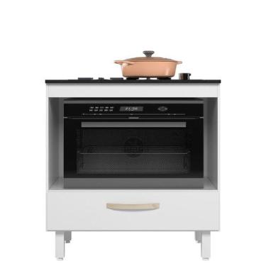 Imagem de Balcão P/ Cooktop E Forno Cozinha 1 Gaveta 1 Prateleira 4 Pés Letícia 