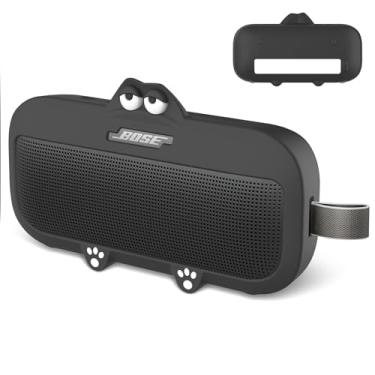 Imagem de Capa de silicone para alto-falante Bluetooth portátil Bose SoundLink Flex (2ª geração), capa protetora macia contra arranhões e quedas com recorte preciso (preto)