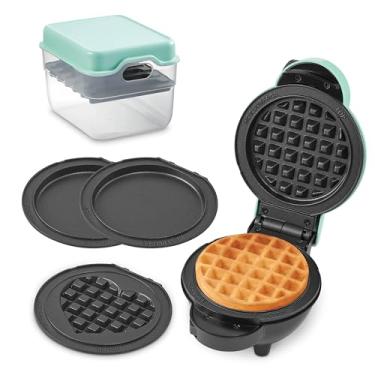 Imagem de DASH Mini máquina de várias placas com 5 placas removíveis para waffles e estojo de armazenamento - waffle, waffle de coração e placas de chapa