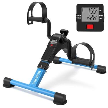 Imagem de Pedal exercitador de perna e braço bicicleta ergométrica com monitor LCD dobrável (preto/azul)