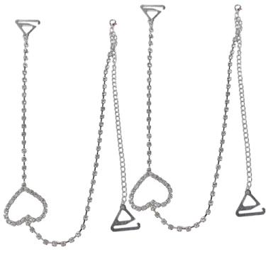 Imagem de Sutiã vazado de coração com strass, alças femininas de cristal, alça de lingerie brilhante, sexy, moderno, ajustável, vestido de casamento, festa, baile, verão, biquíni, joia corporal, one size, liga