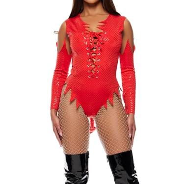 Imagem de Forplay Body feminino Sizzle N' Shine Iridescent Devil e faixa de cabeça, Vermelho, X-Small/Small