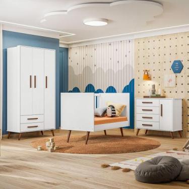 Imagem de Dormitório Completo Q Encanto Retro Gr + Berço + Cômoda - QMOVI, Branc