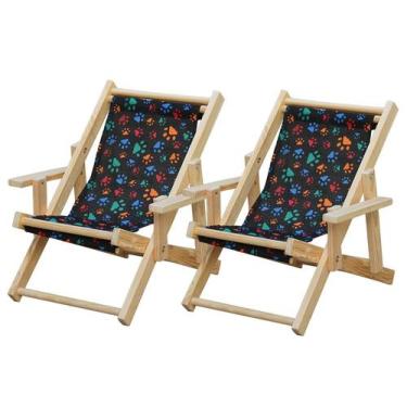 Imagem de INFANTIL - Conjunto 2 Cadeiras Espreguiçadeira Dobrável Infantil Madei