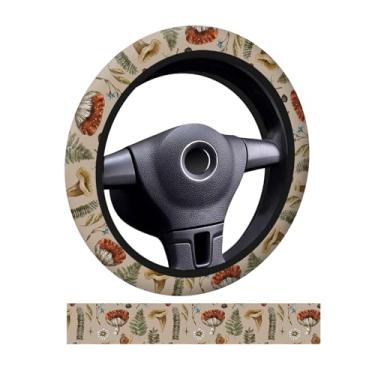 Imagem de ADQWIOVL Capa de volante de carro, capas universais de neoprene antiderrapante de 38 cm, acessórios de carro engraçados para mulheres e homens, ajuste de automóvel, SUVs, caminhão, cogumelo boho fofo