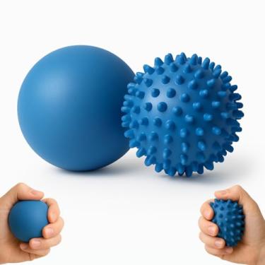 Imagem de Kit 2 Bolas Para Massagem Fisioterapia Bolas Exercitadoras Cravo e Lisa Esfera Fisioterapica Grip Ball Fisioball, Bolinha Pasa Fisioterapia Masseadores Para Maos Pés Pernas Corpo-Bola Massageadora Para Dor Muscular