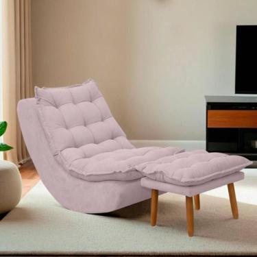 Imagem de Poltrona Decorativa Melissa Balanço Estofada E Puff Bouclê - SOFA STOR