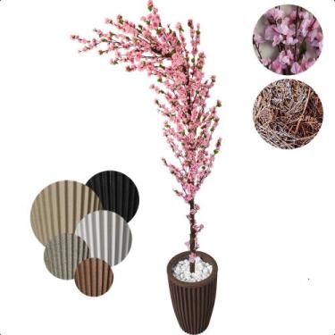 Imagem de Cerejeira Artificial Curva Sakura Rosa Bebe Grande Vaso Decoração - Fl