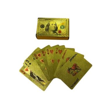 Imagem de Cartas Baralho Dourado Impermeável 54 cartas Jogo Poker Truco - Dark