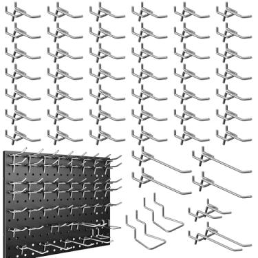 Imagem de Spampur Peg Board, conjunto de ganchos de quadro de 50 unidades, acessórios organizadores de pegboard para pendurar, ganchos de metal duráveis para organização de ferramentas, garagem, oficina e