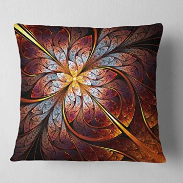 Imagem de Design floral vermelho e azul flor fractal sala de estar, sofá, almofada + capa de almofada impressa em ambos os lados 66 cm x 66 cm