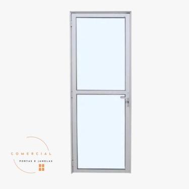 Imagem de Porta de Giro em Alumínio com Vidro Jateado - Comercial Portas e Janel