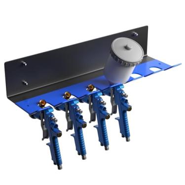 Imagem de VEGITOR Suporte magnético para pistola de pintura, suporte para pistola de pintura, comporta 6 armas ou 3 armas com copos, suporte de pistola de pintura resistente para parede, design sem arranhões
