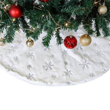 Imagem de Saia para Árvore de Natal de Veludo Pelo Alto Branco 90cm - Wincy Nata
