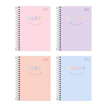 Imagem de Caderneta espiral capa dura 1/8 80 folhas Happy - Tilibra