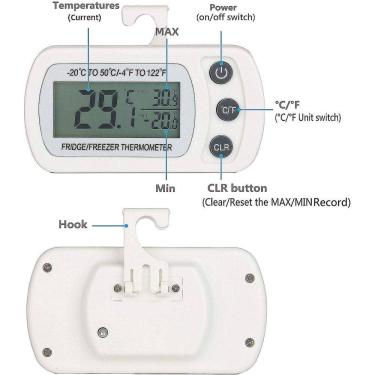 Imagem de 2 PCS Digital Fridge Freezer Termômetro Conclusão (Um tamanho