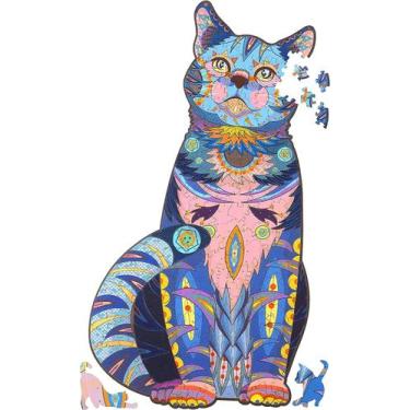 Imagem de Quebra-cabeça de madeira Wood Cat 100 peças 6,1x11 pol - HUOGUO